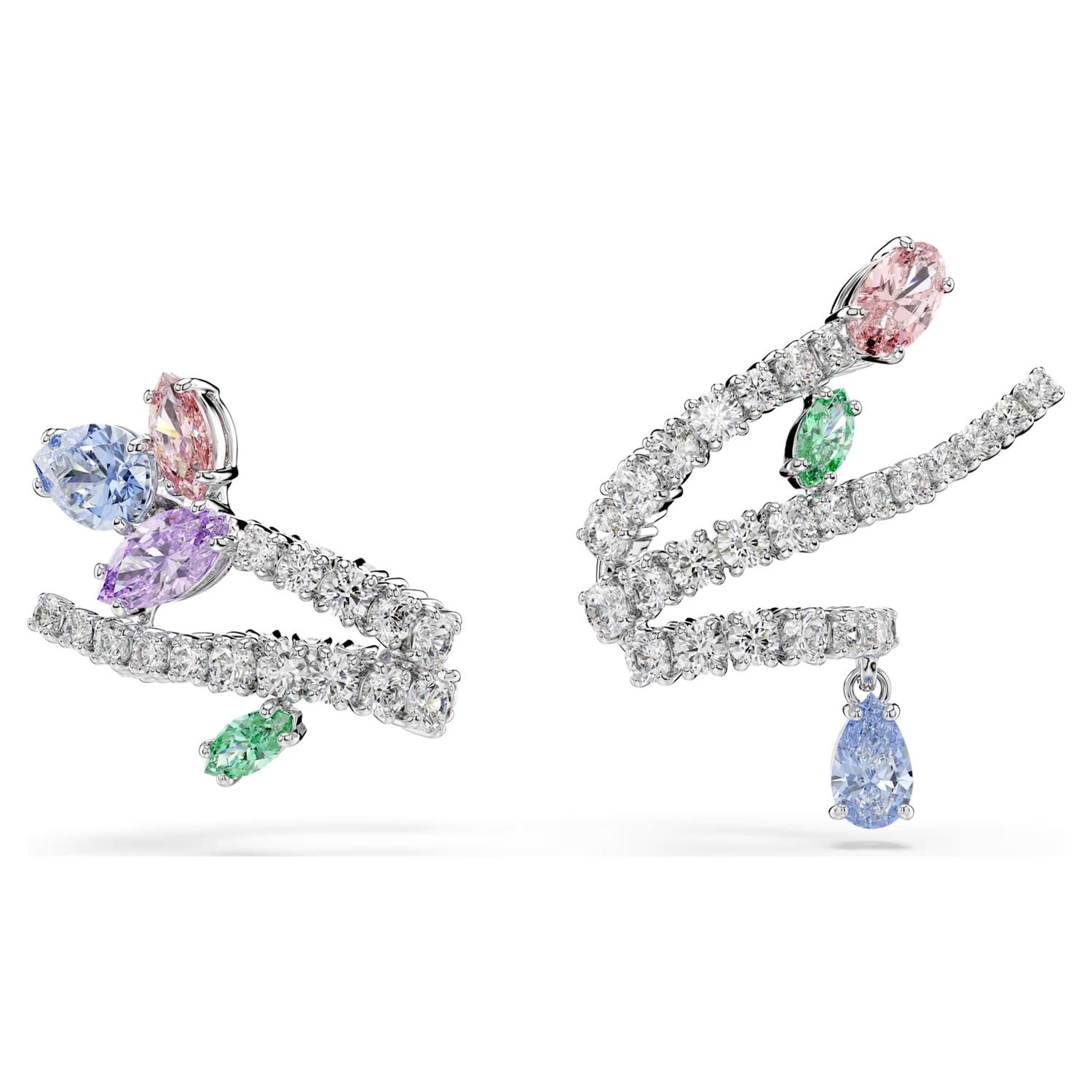 Ariana Grande x Swarovski ear cuffs Mixed cuts, Multicoloured, Rhodium plated 5749184