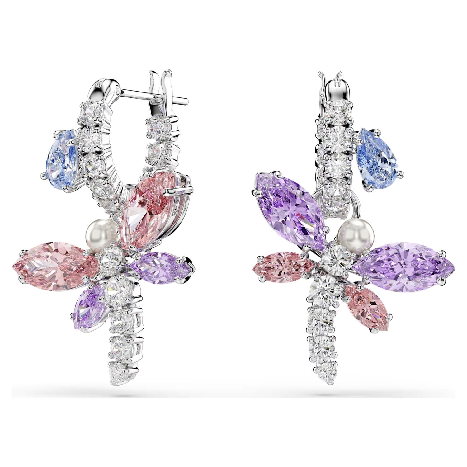 Ariana Grande x Swarovski drop earrings Mixed cuts, Dragonfly, Multicoloured, Rhodium plated 5749185