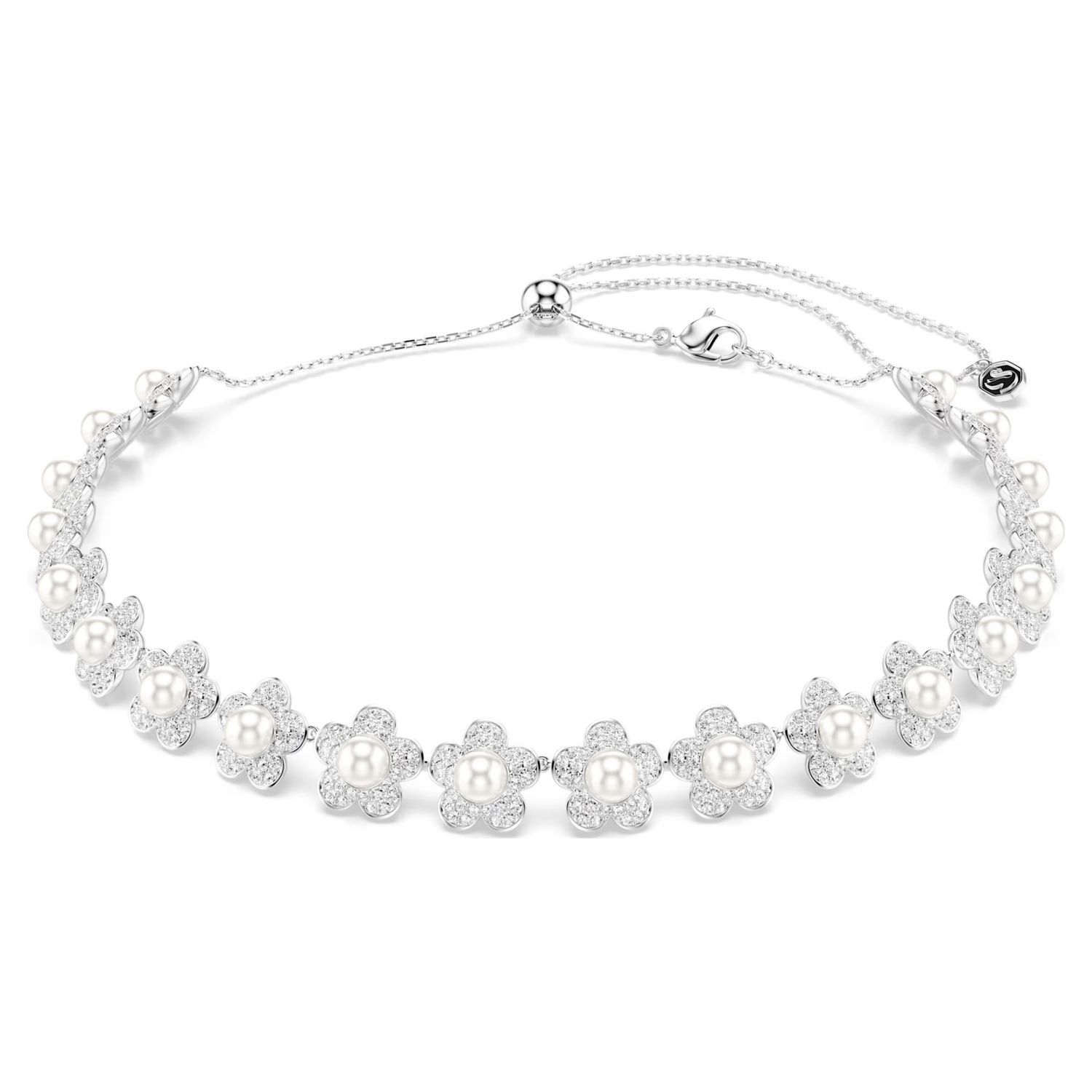 Ariana Grande x Swarovski choker Crystal pearl, Round cut, White, Rhodium plated 5751250