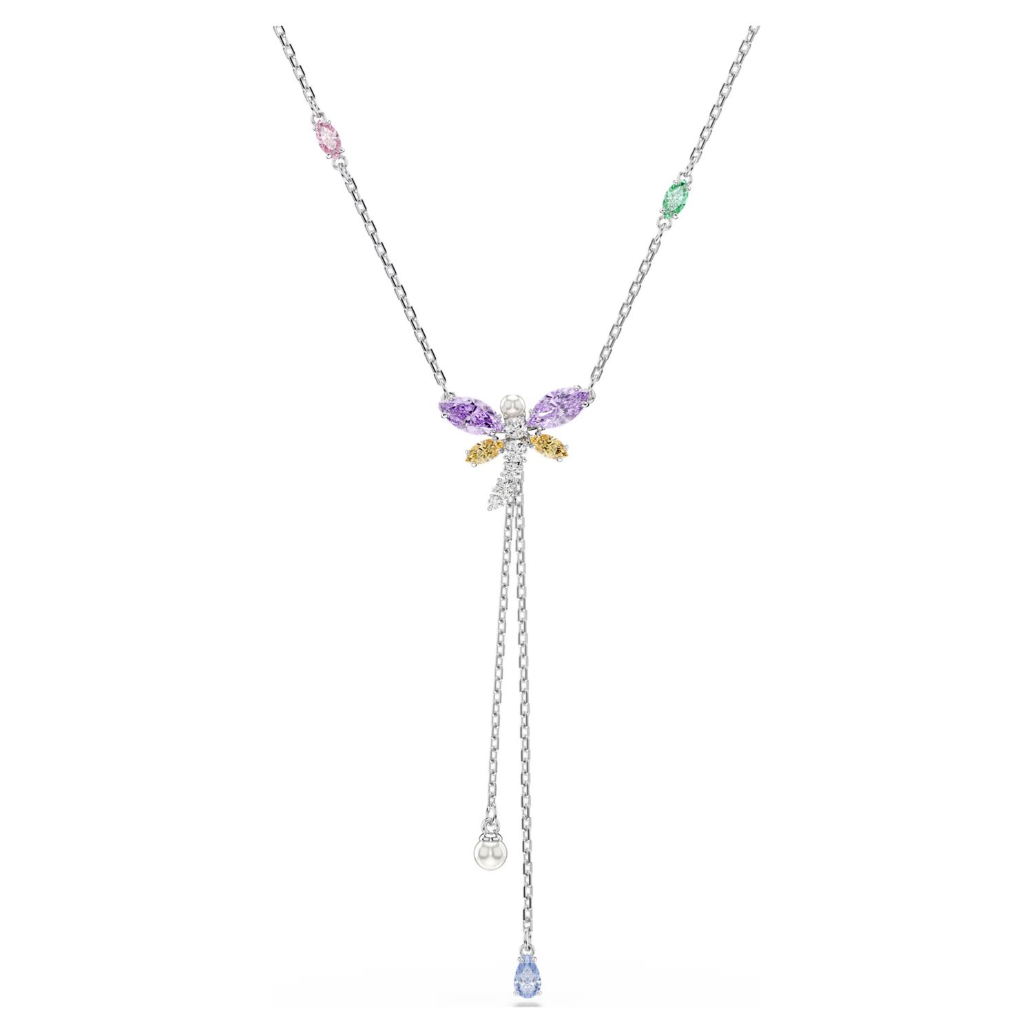 Ariana Grande x Swarovski Y necklace Mixed cuts, Dragonfly, Multicoloured, Rhodium plated 5749183