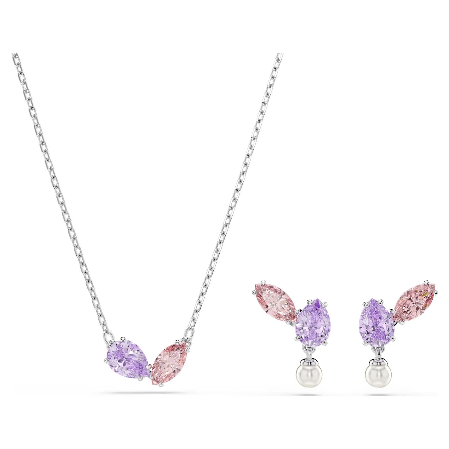 Ariana Grande x Swarovski set Mixed cuts, Multicoloured, Rhodium plated 5746577