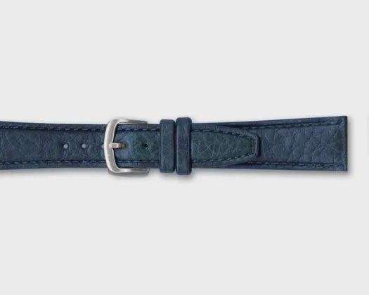 NAVY LEA STRP SHRUNKEN GRAIN STITCHED watch band