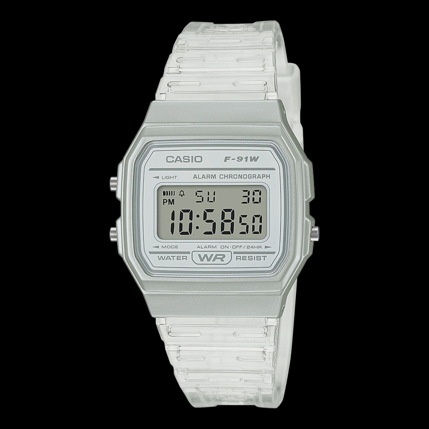 Casio Digital Square Face, Clear Transparent Band