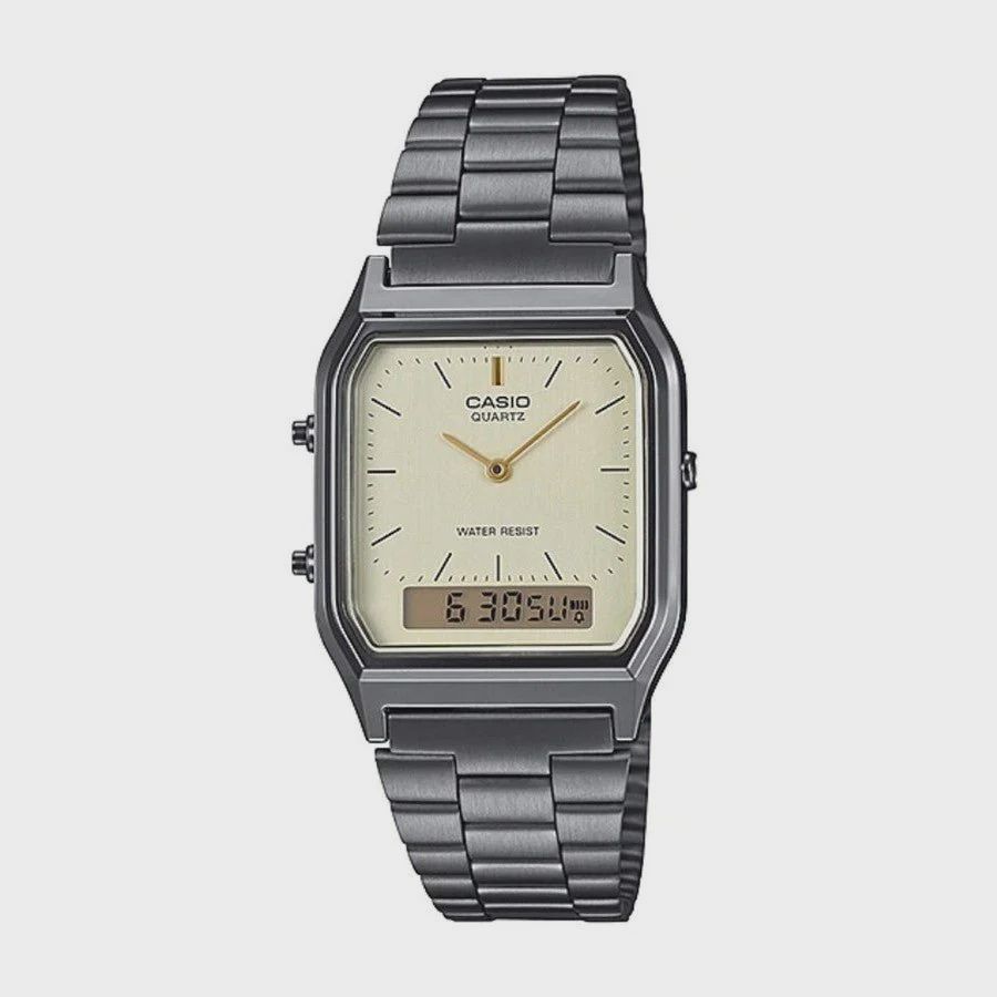 Casio Duo, Cream Face, Black IP Stainless Steel