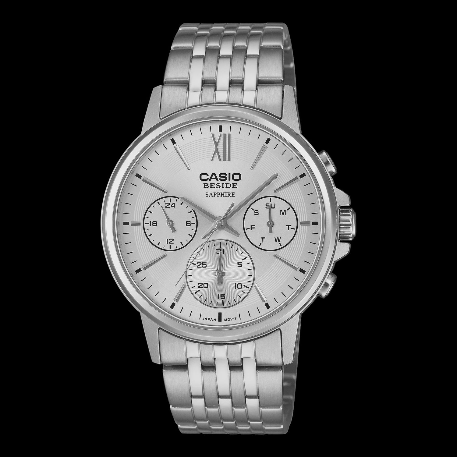 Casio Beside Chrono, WHite Dial, S/Steel Band