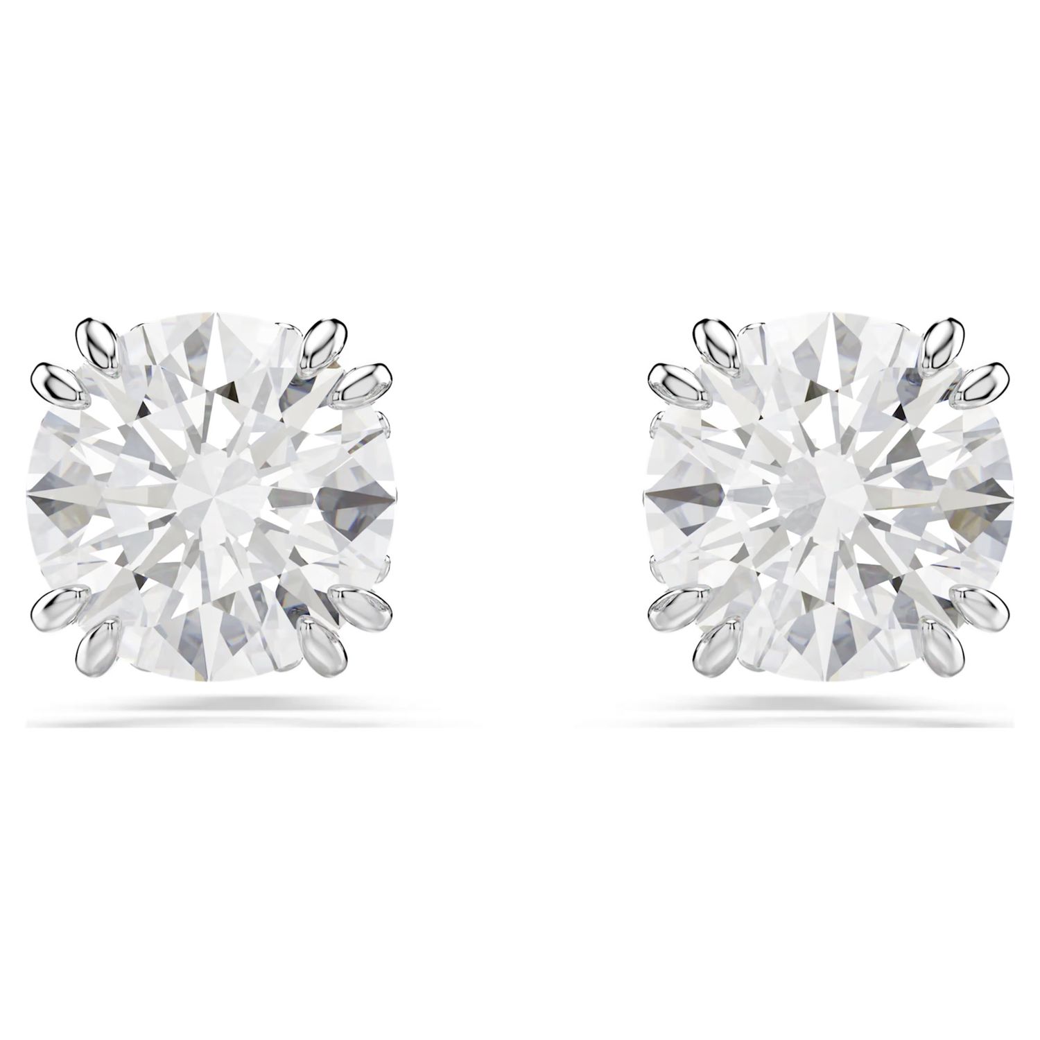 Stilla stud earrings Round cut, White, Rhodium plated 5636712