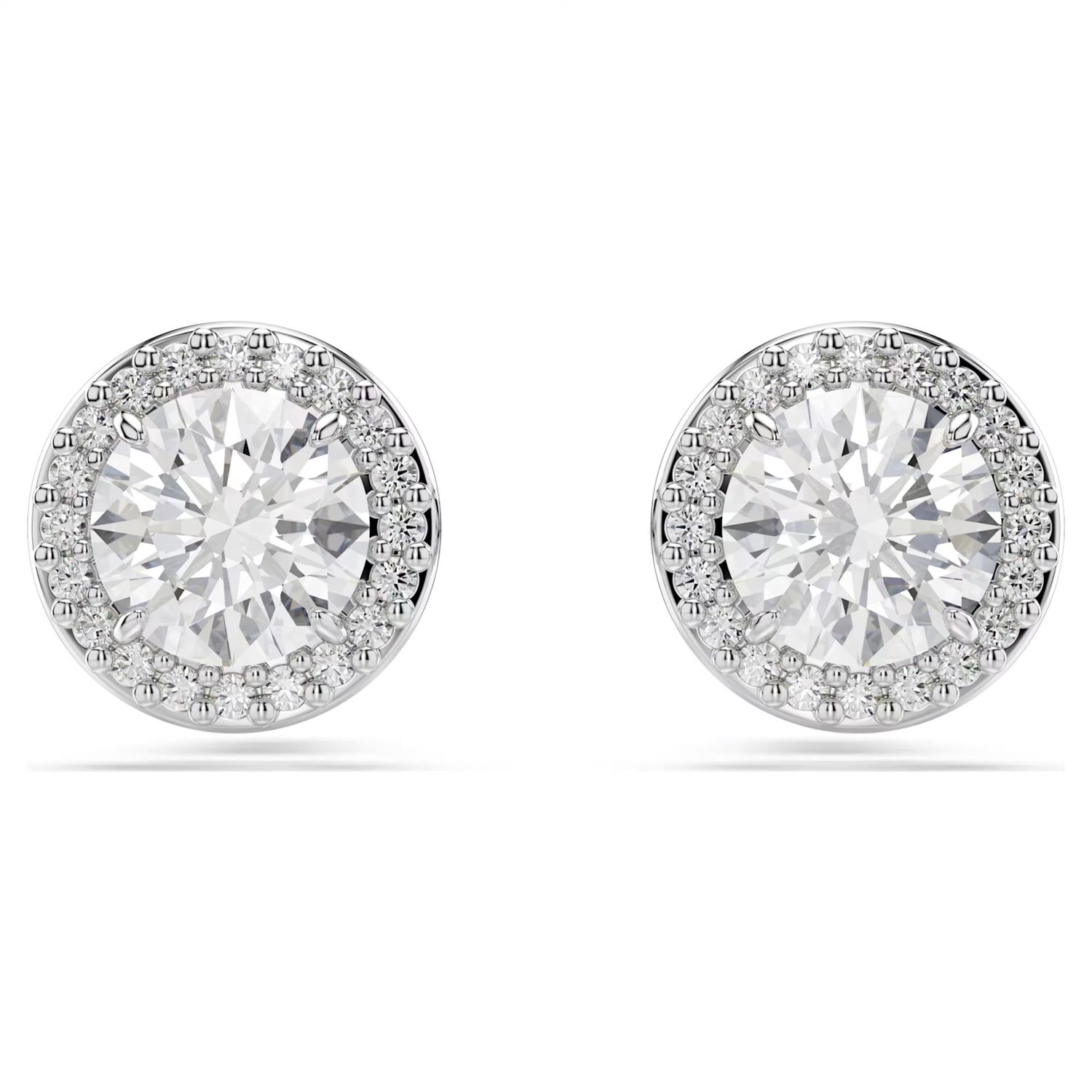 Una Angelic stud earrings Round cut, Pavé, White, Rhodium plated 5636269
