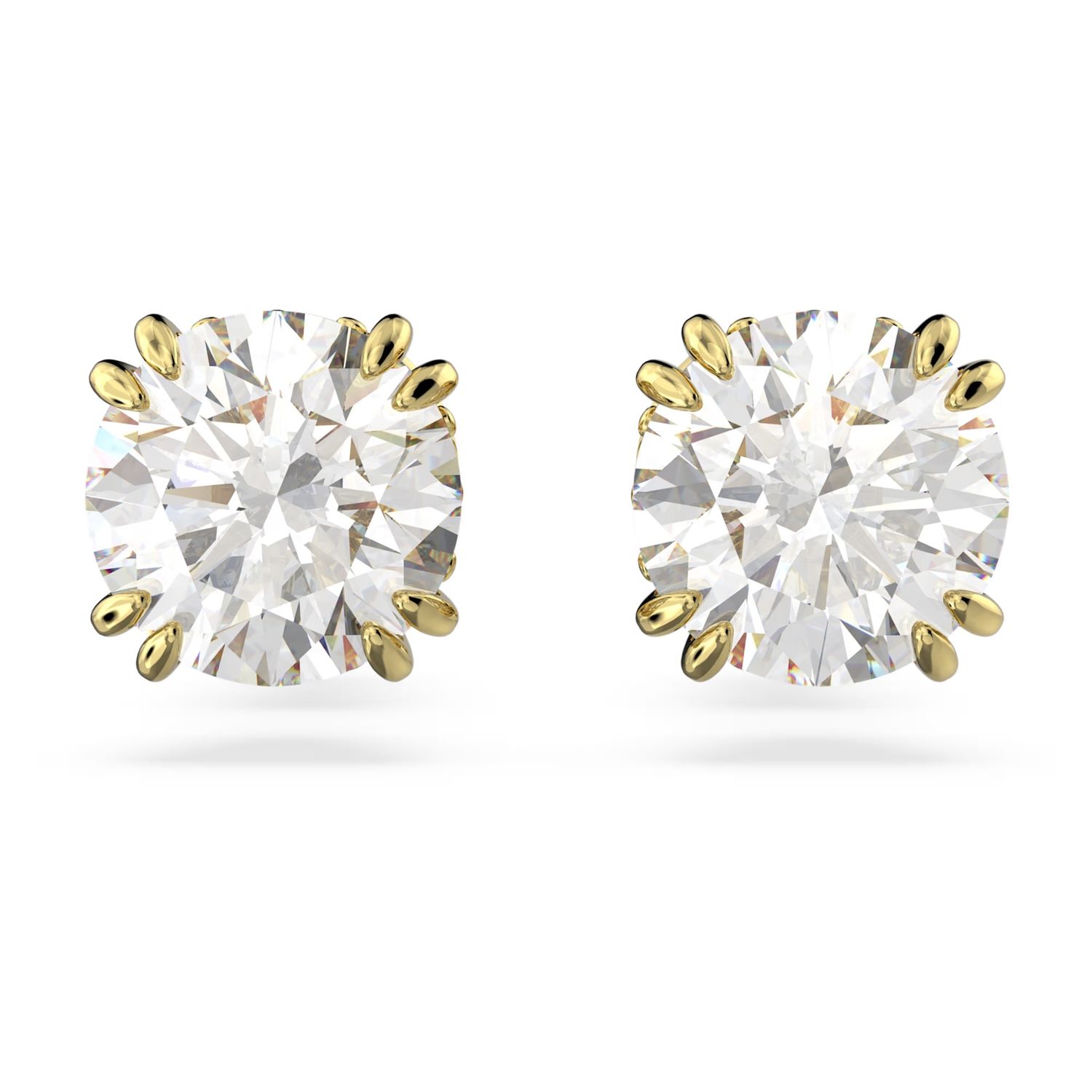Stilla stud earrings Round cut, White, 18k gold finish 5642595