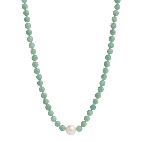 Sunset Amazonite &amp; Pearl Necklace N7485