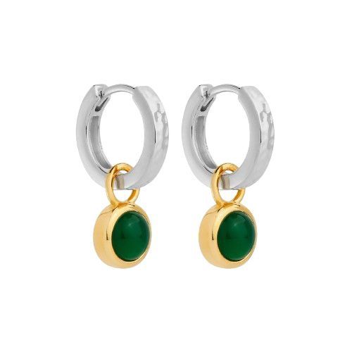 Solace 2-Tone Green Onyx Huggie Earring E7406