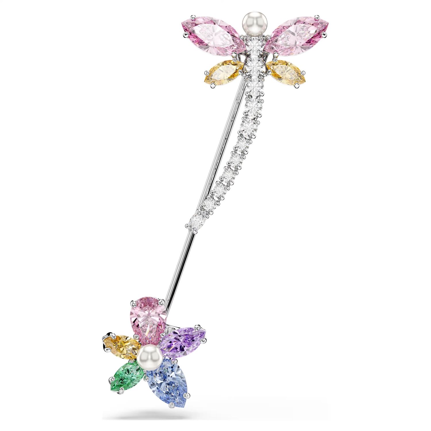 Ariana Grande x Swarovski brooch Mixed cuts, Dragonfly, Multicolored, Rhodium plated 5737428