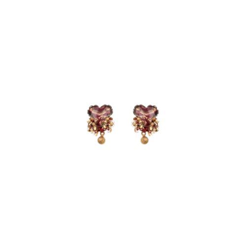 Plum Wine Set, Stud Beaded Earrings, Baika H2390