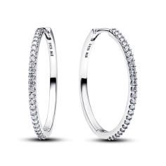 Sterling silver hoop earrings with clear cubic zir 294650C01