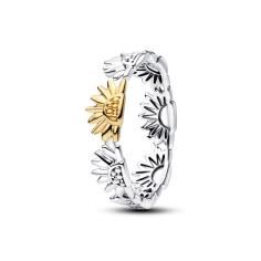 Sunflower sterling silver and 14k gold-plated ring 164702C00-56