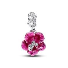 Hibiscus sterling silver dangle with clear cubic z 794698C01