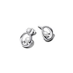 Sterling silver stud earrings with white treated f 293295C01
