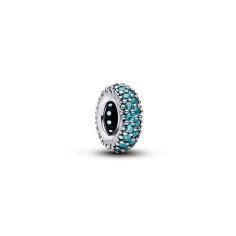 Abstract sterling silver spacer with icy blue crys 791359C01