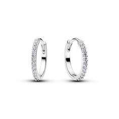 Sterling silver hoop earrings with clear cubic zir 294649C01