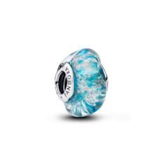 Sterling silver charm with turquoise Murano glass  794701C01