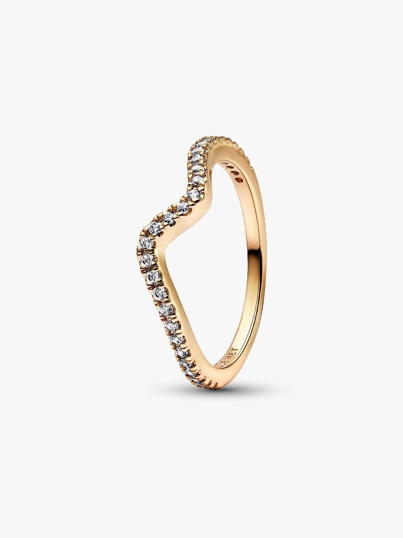 Wave 14k gold-plated ring with clear cub 162539C01-56