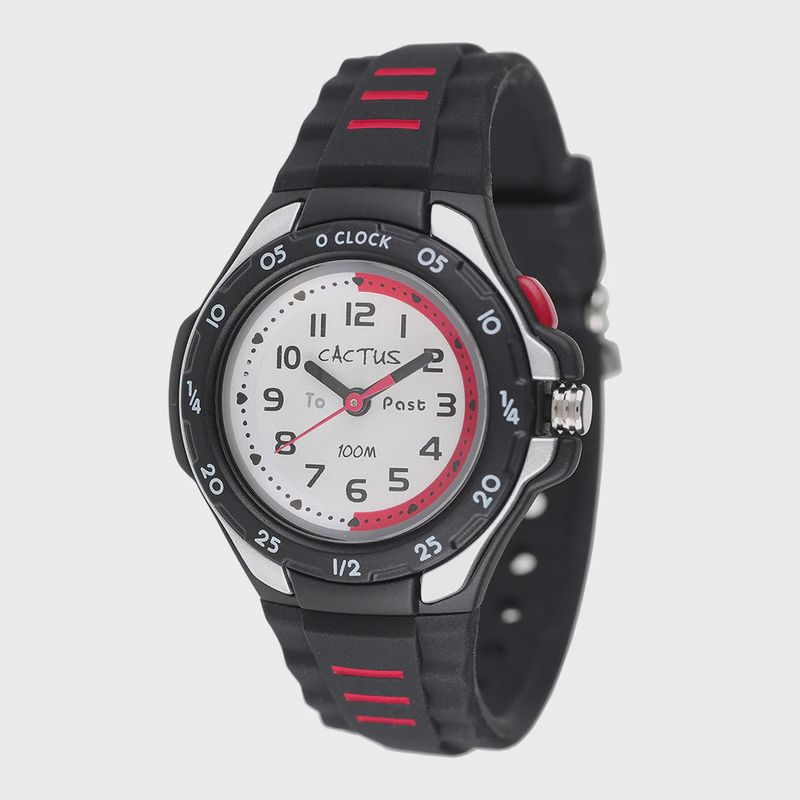 100m WR Time Teacher/ Blacl silicone band/ EL backlight/ Red trim CAC-116-M02