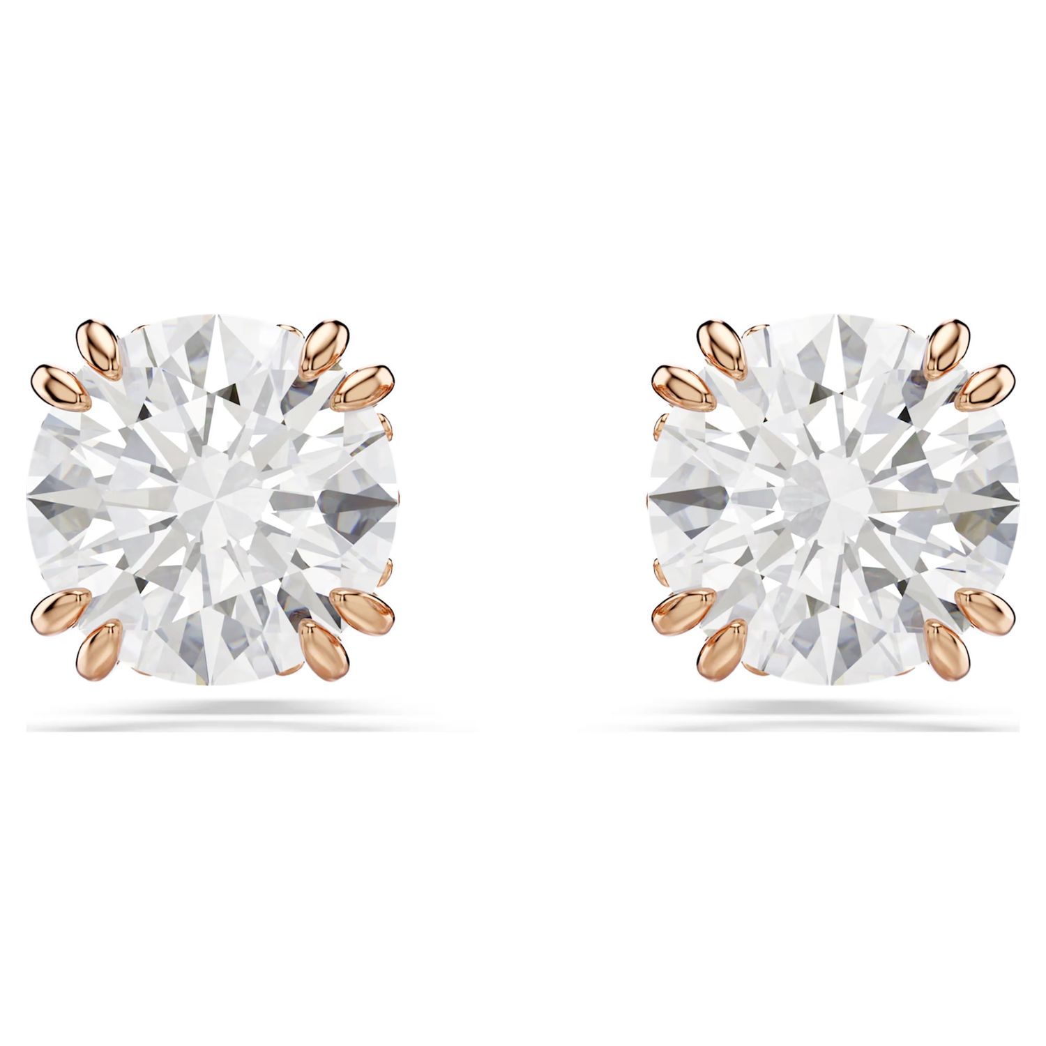 Stilla stud earrings Round cut, White, 18k rose gold finish 5638801