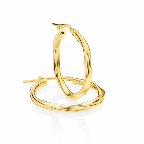 SS/GP 2mm wide 20mm diameter ribbon twist hoops AG00701-GP