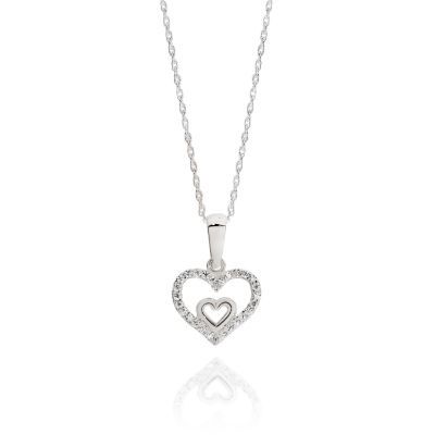 SS CZ double heart pendant with 45cm chain AG00766