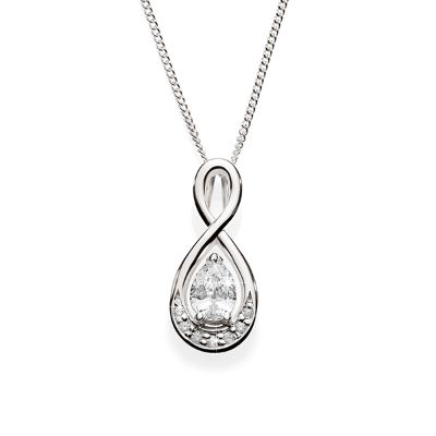 MP5459 SS pear shape CZ infinity pendant with chain AG00772