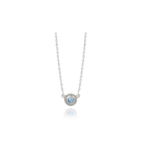 SS round blue and white CZ halo necklet 45cm AG01092