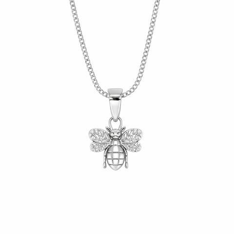 SS curb link bee necklace 45cm AG01348