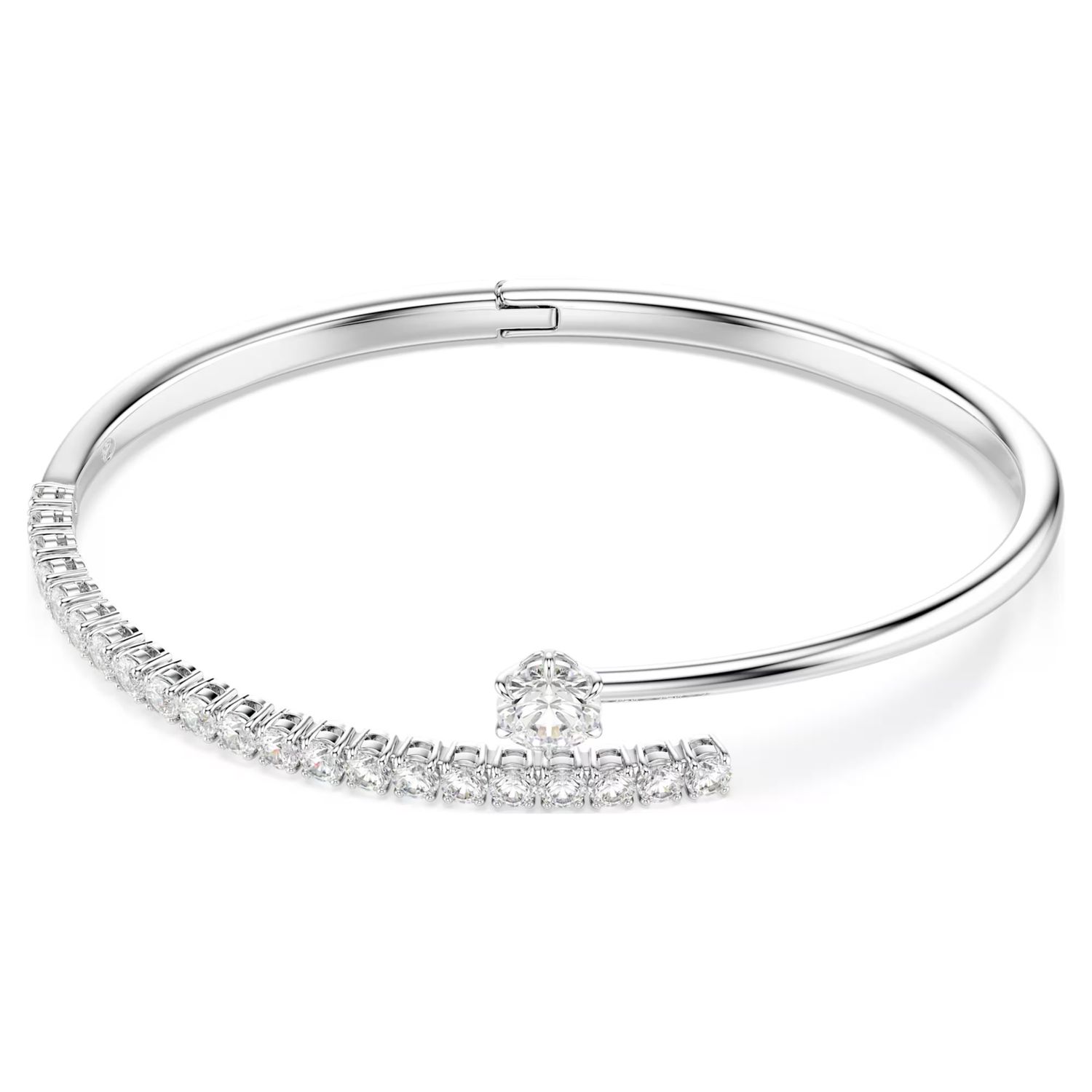 Matrix Round Cut Bangle (White, Rhodium Plated, Size M). 5753571