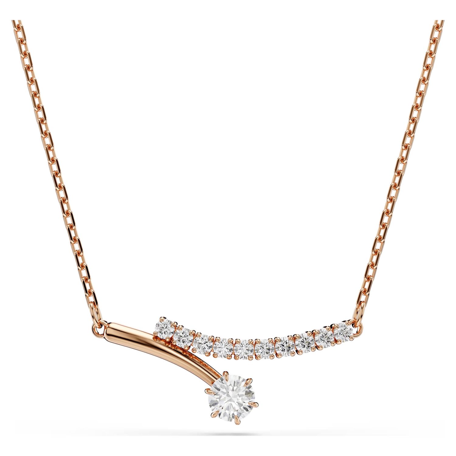 Matrix Round Cut Necklace (White, 18K Rose Gold Finish) 5763823