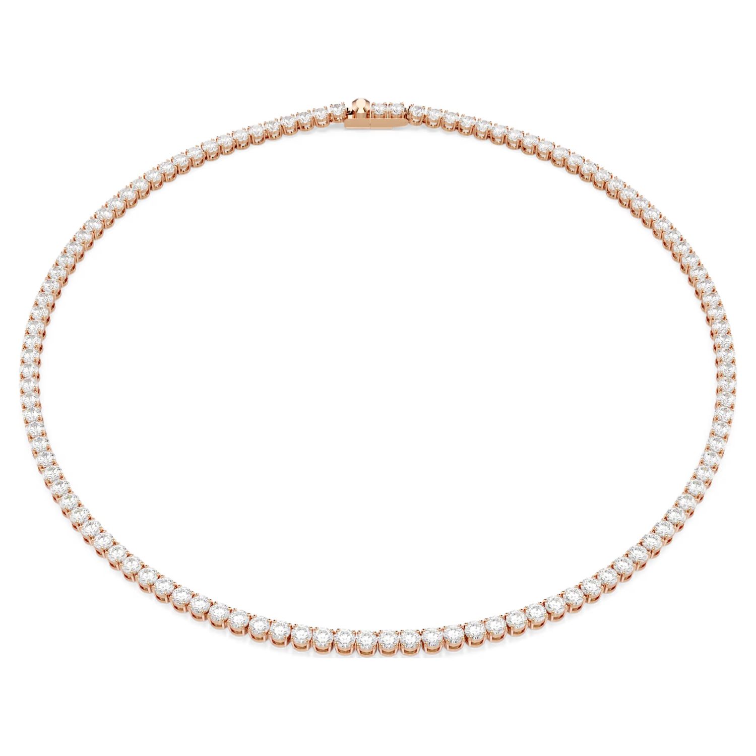 Matrix Tennis Necklace (Round Cut, White, 18K Rose Gold Finish) 5764194