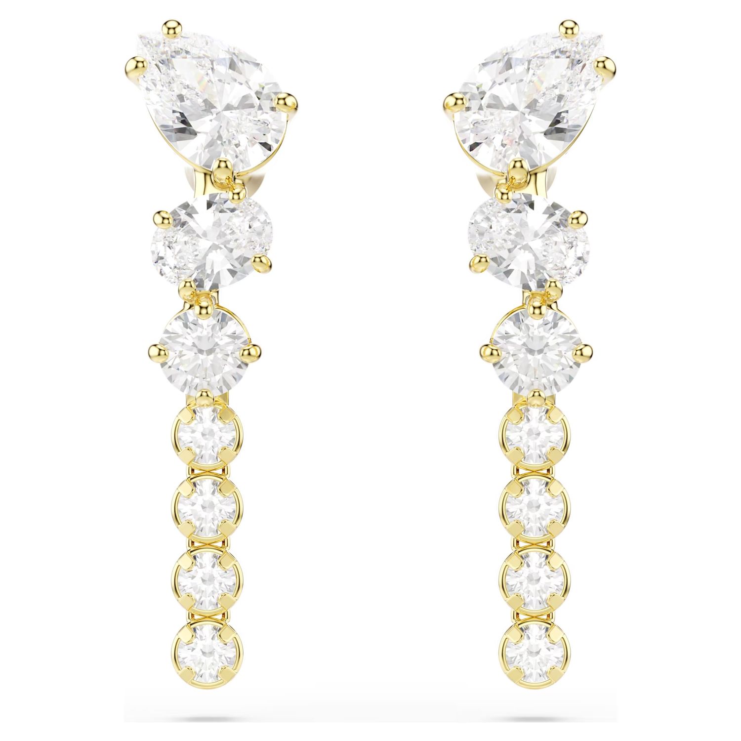 Mesmera Drop Earrings (Mixed Cuts, White, 18K Gold Finish) 5747936