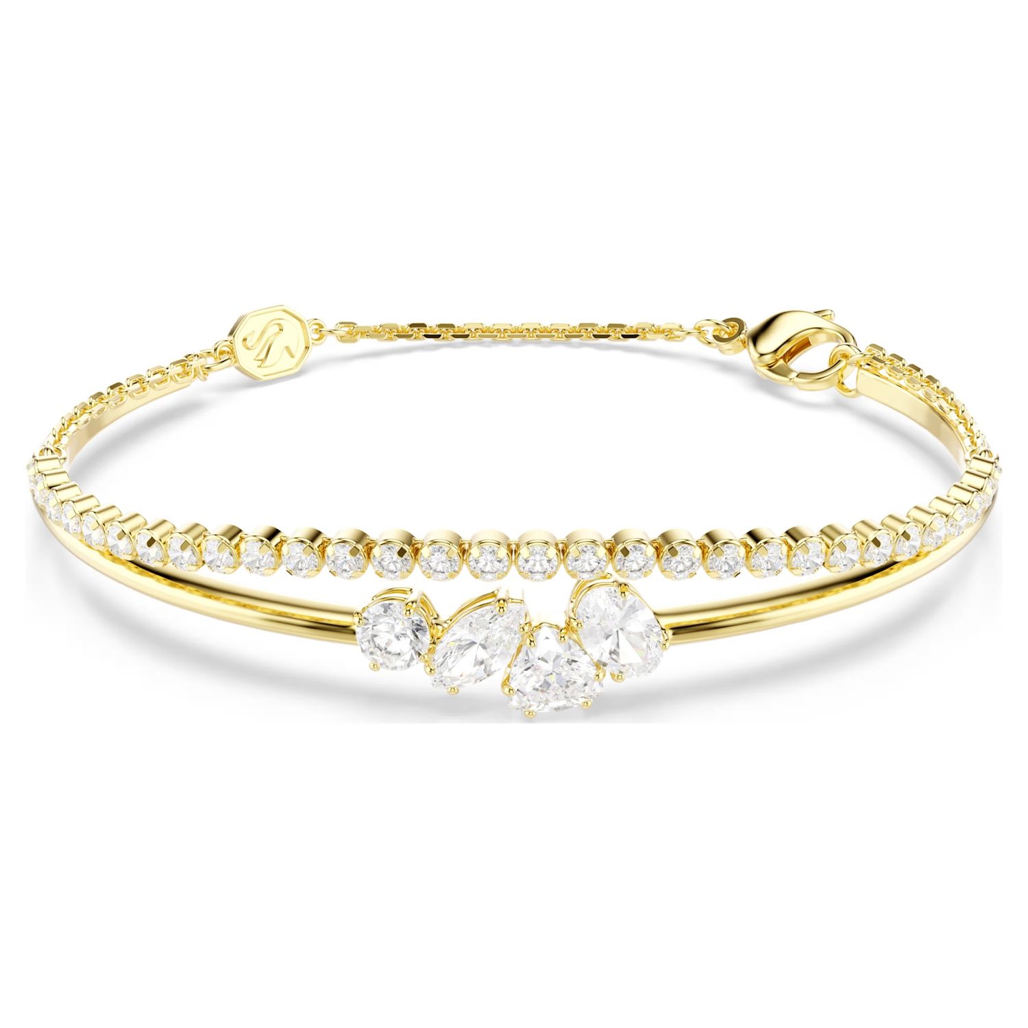 Mesmera bracelet Mixed cuts, White, 18K gold finish 5747953