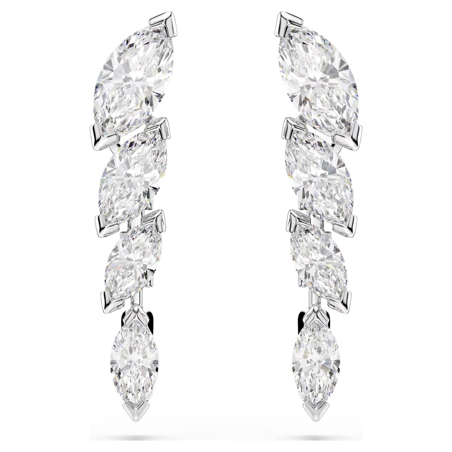 Mesmera Short Drop Earrings (Marquise Cut, White, Rhodium Plated) 5748007