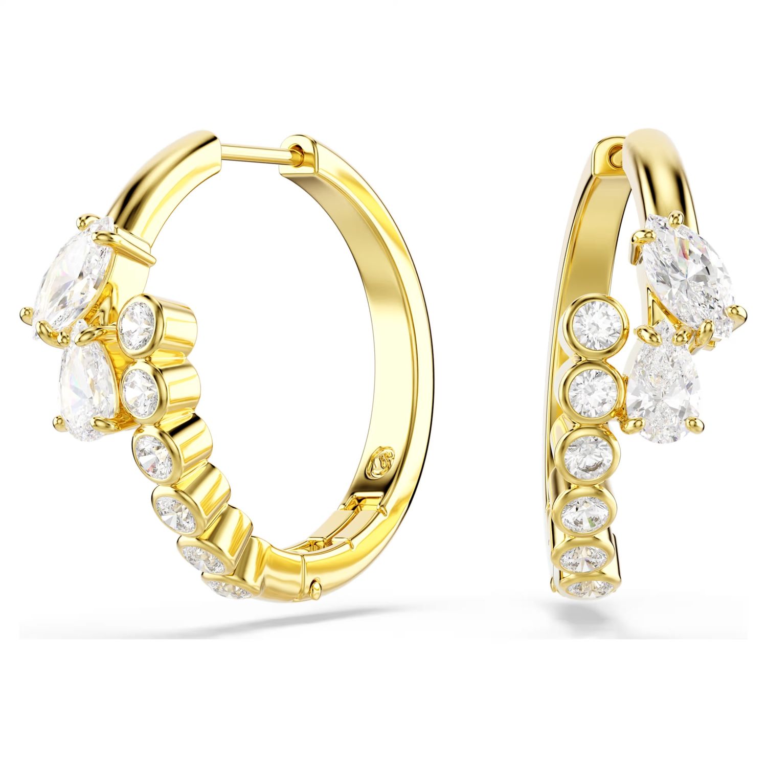 Mesmera Hoop Earrings (Mixed Cuts, White, 18K Gold Finish) 5761975