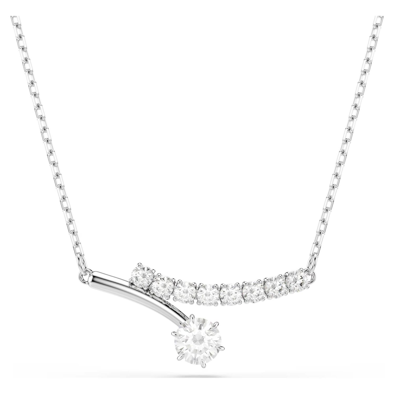 Matrix Round Cut Necklace (White, Rhodium Plated) 5753568