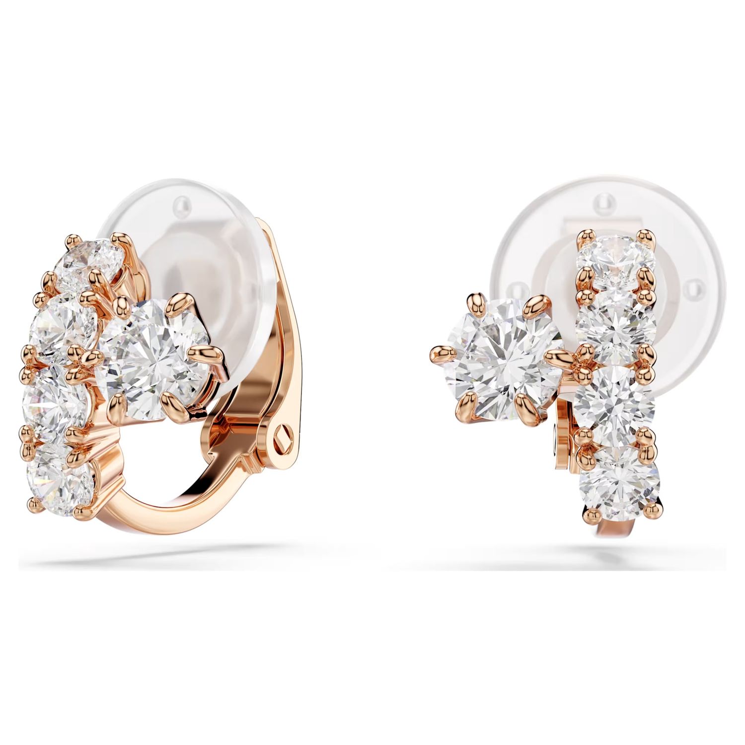 Matrix Round Cut Clip Earrings (White, 18K Rose Gold Finish) 5763822