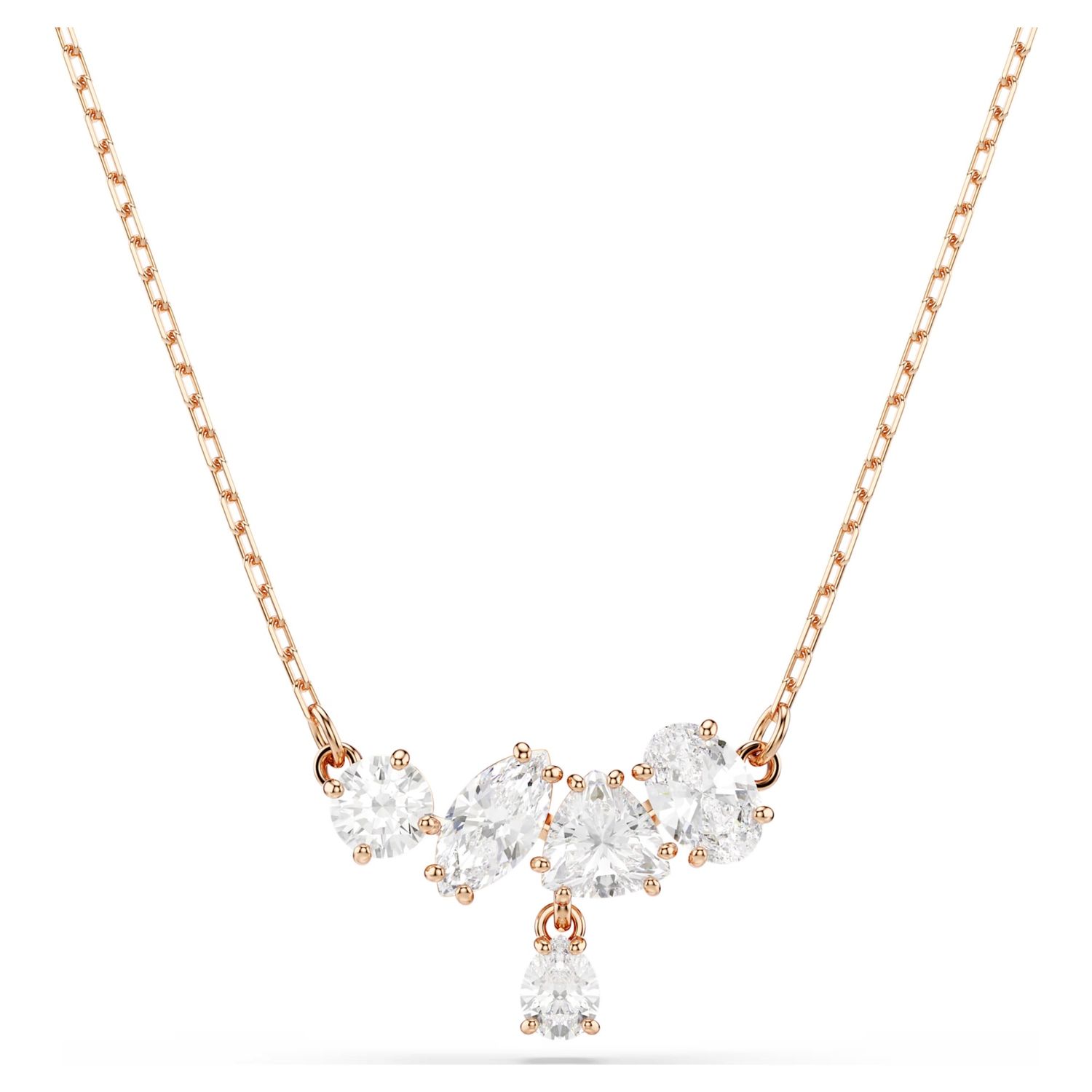 Mesmera Necklace (Mixed Cuts, White, 18K Rose Gold Finish) 5747996