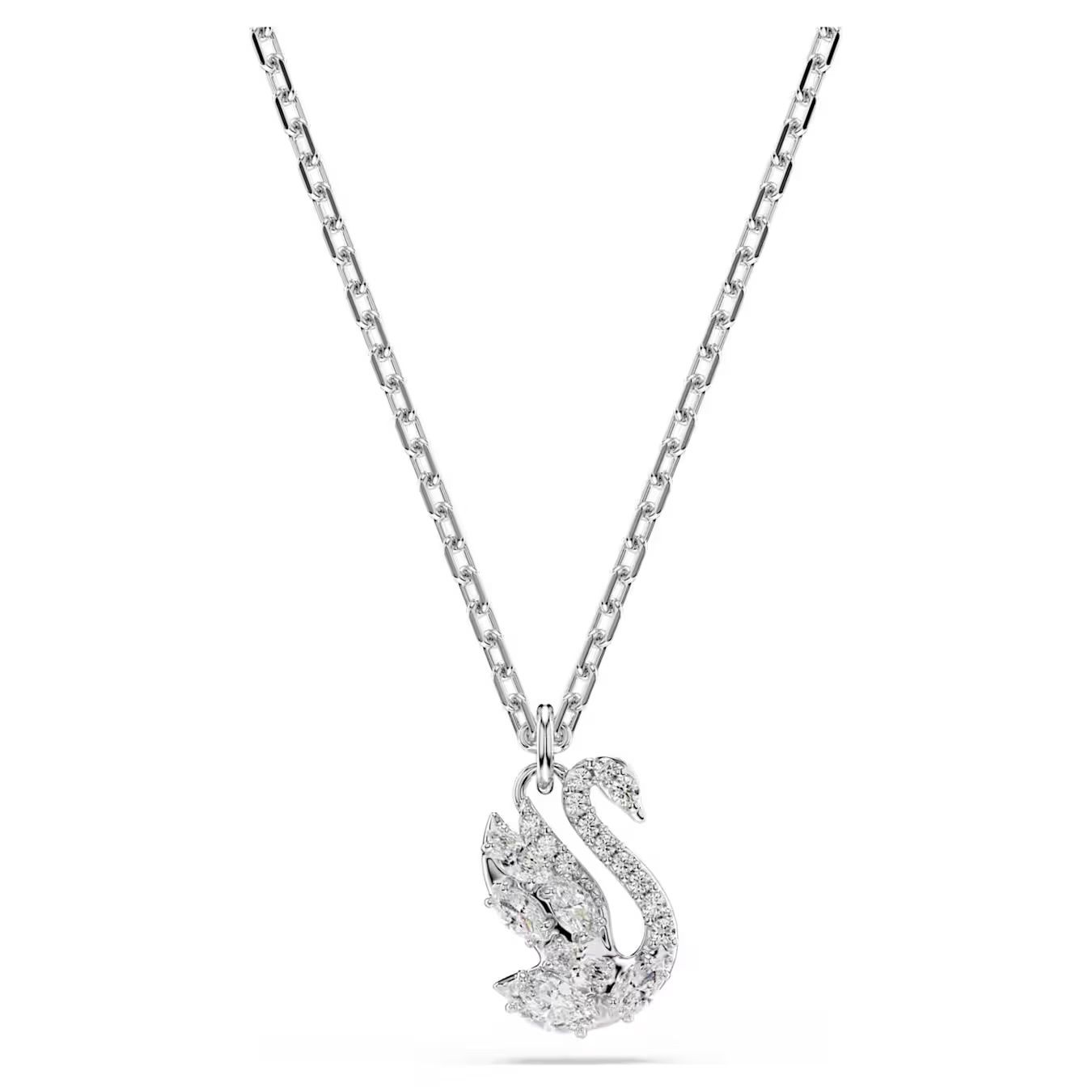 Swan pendant Mixed cuts, Swan, White, Rhodium plated 5754347