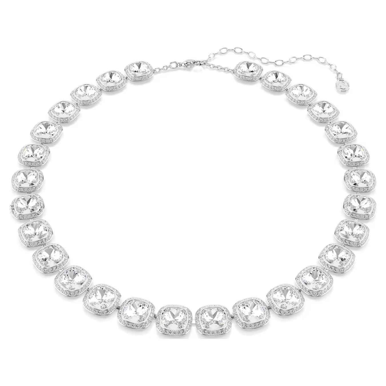 Una Angelic Cushion Necklace (White, Rhodium Plated) 5751326