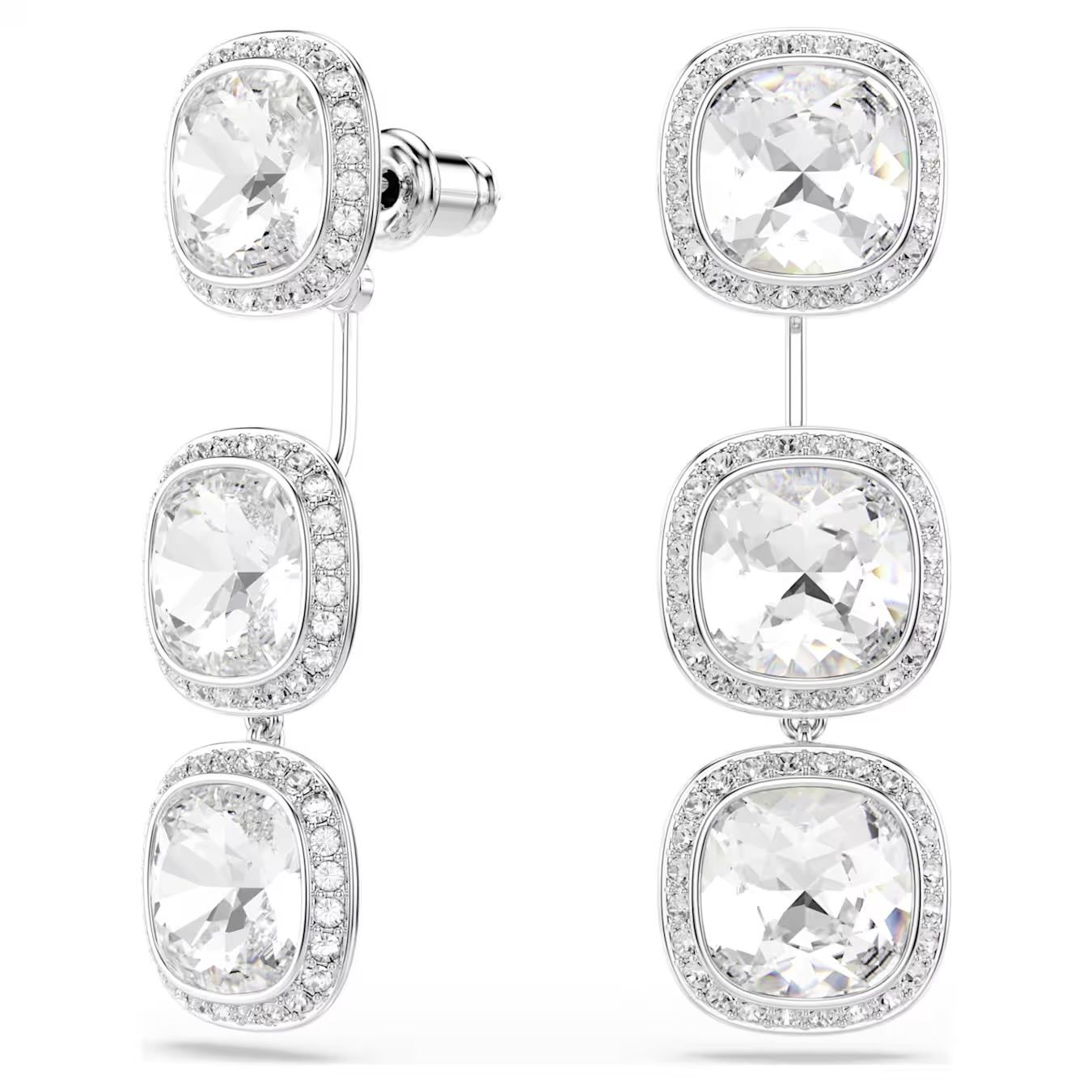 Una Angelic Cushion-Cut Earrings (White, Rhodium Plated) 5754342