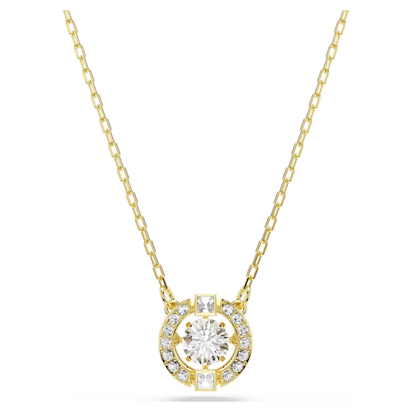 Una Angelic Pendant Necklace (Mixed Cuts, White, 18K Gold Finish). 5758061