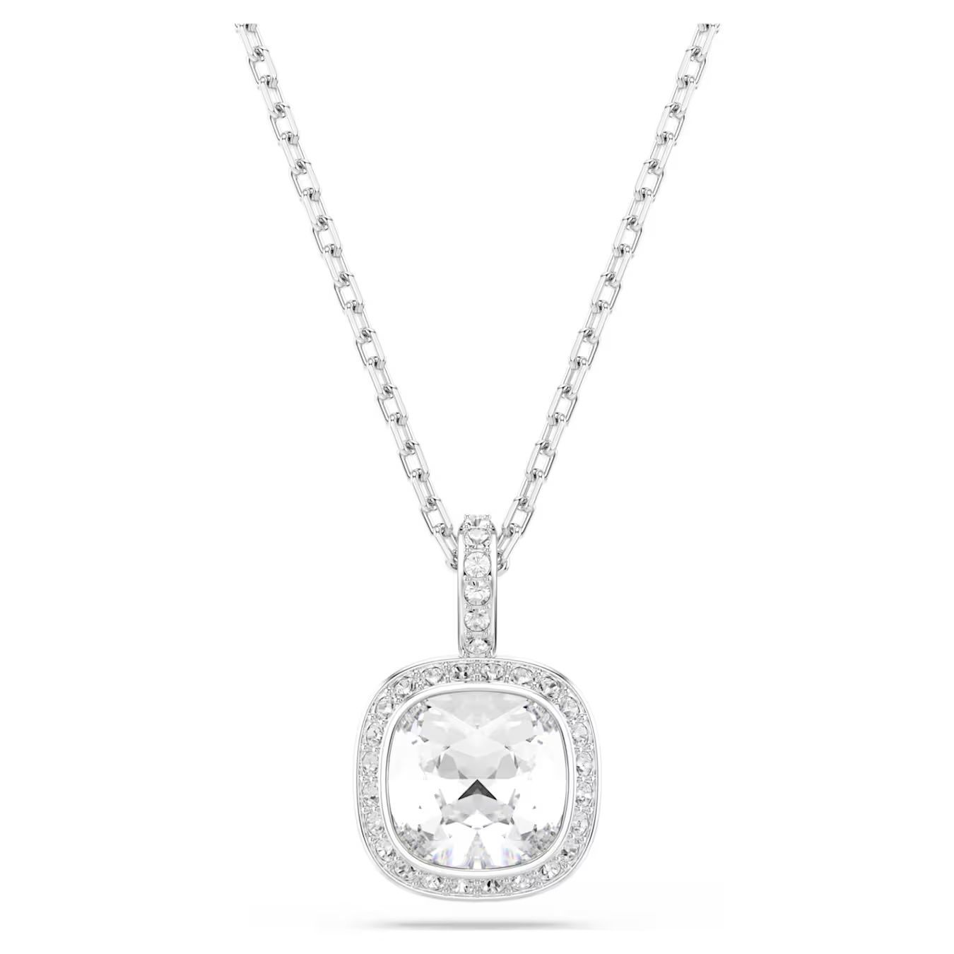 Una Angelic Pendant Necklace (Cushion Cut, White, Rhodium Plated) 5754340
