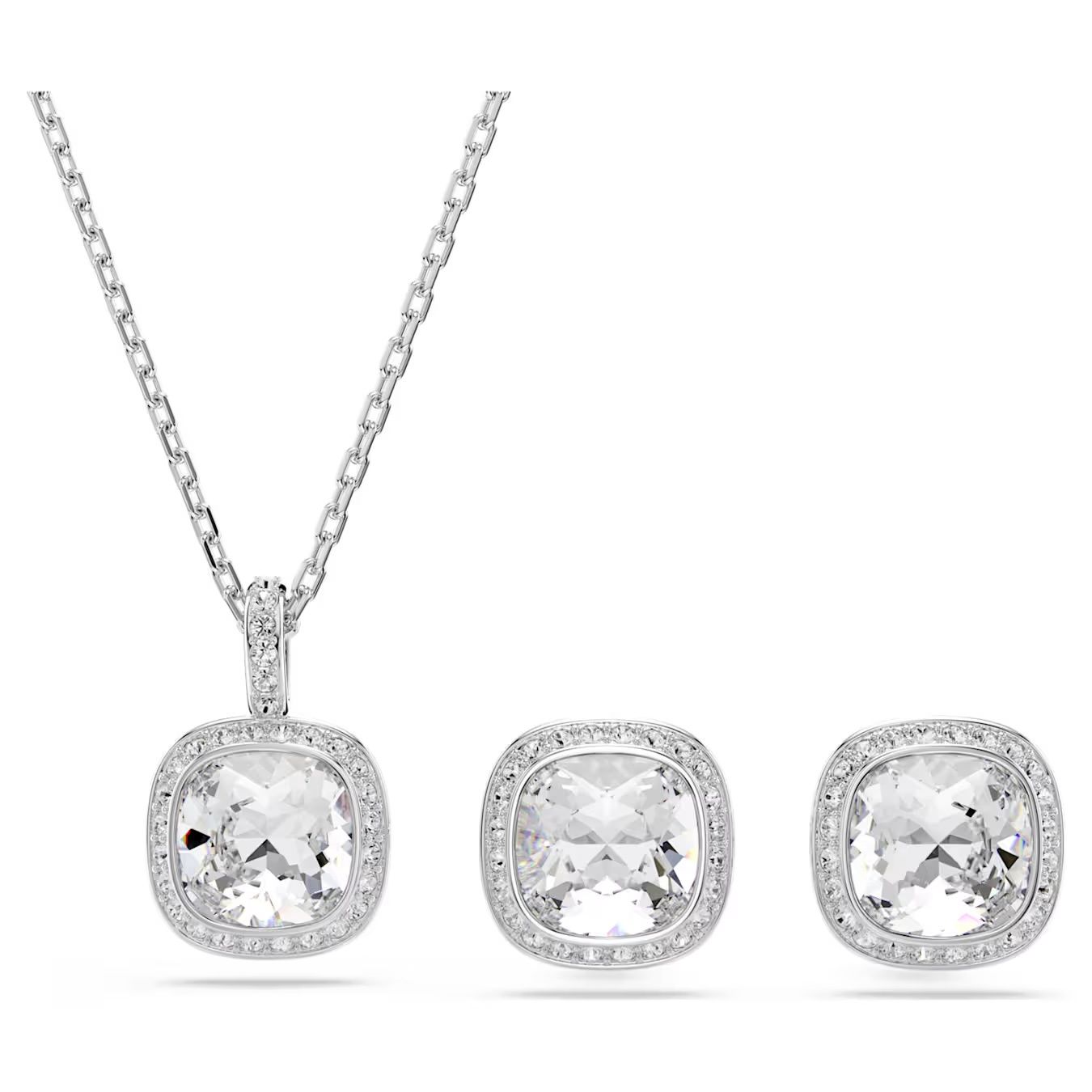 Una Angelic Cushion-Cut Jewelry Set (White, Rhodium Plated) 5754343