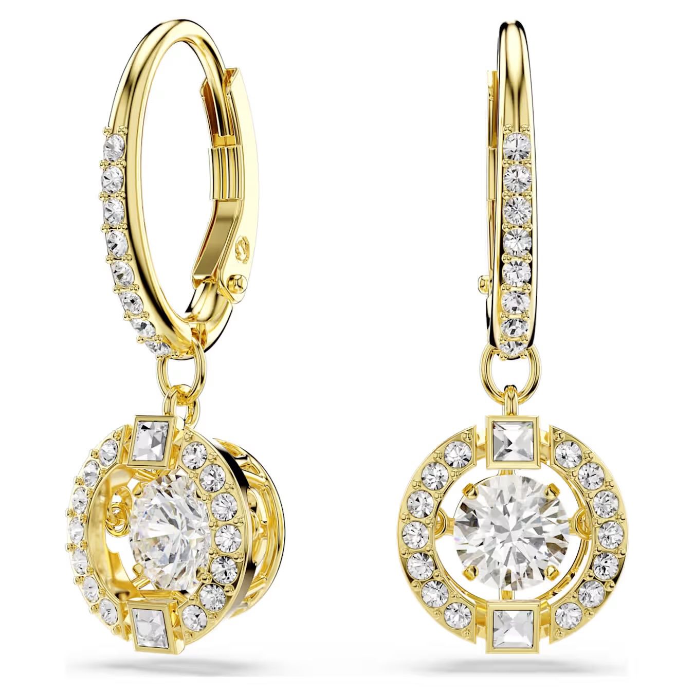 Una Angelic Drop Earrings (Round Cut, White, 18K Gold Finish). 5758095