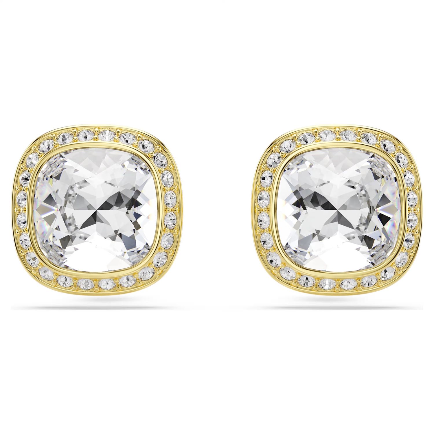 Una Angelic Cushion-Cut Stud Earrings (White, 18K Gold Finish) 5764762