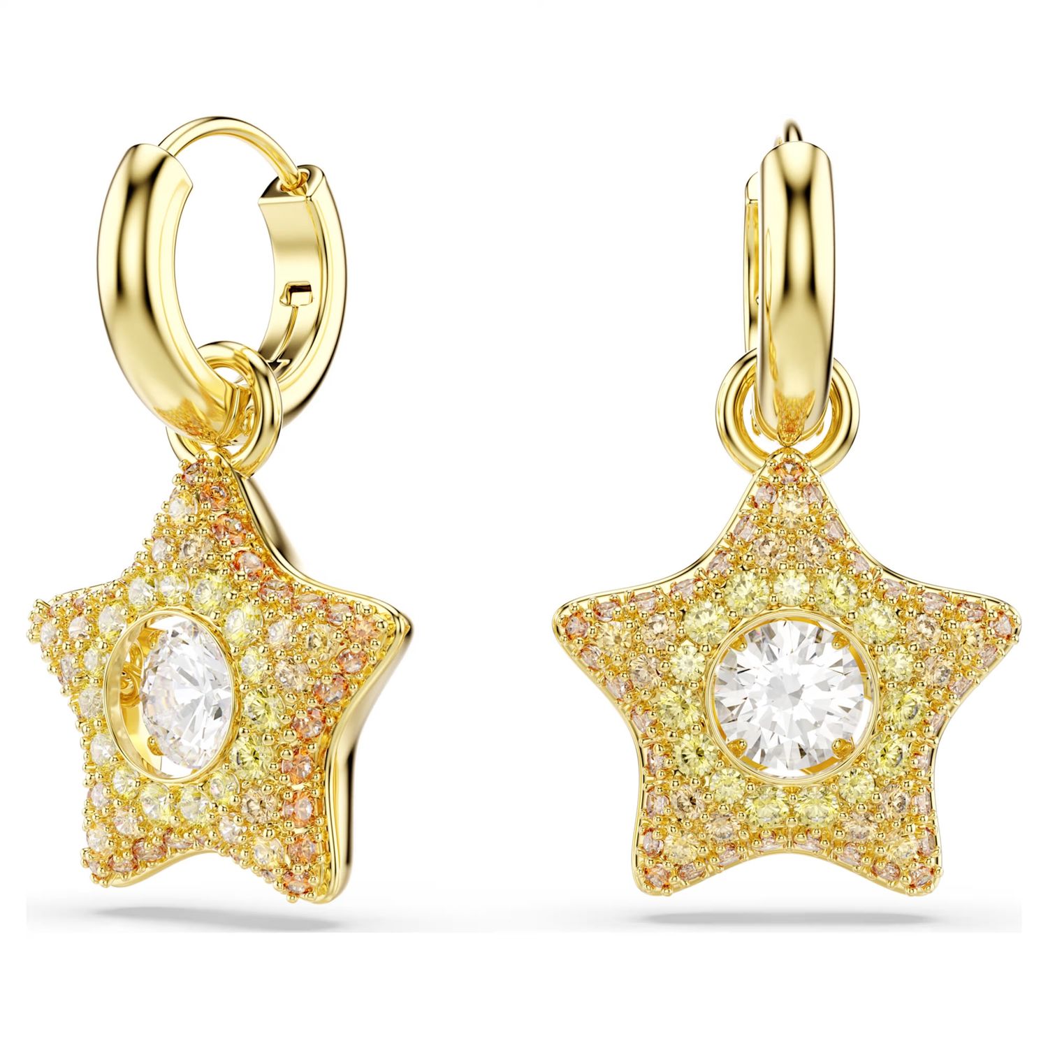 Sublima drop earrings Round cut, Star, Multicoloured, 18K gold finish 5755274